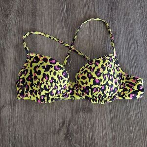 Victoria's Secret Leopard Print Padded Push-Up Bikini Top 34A